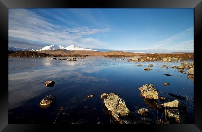 Snow capped mountains on Rannoch Moor Framed Print by Stephen Taylor