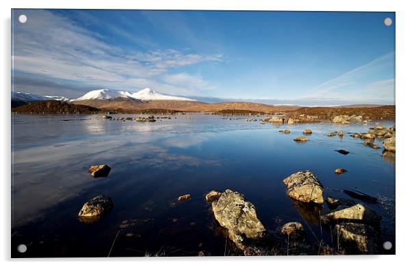 Snow capped mountains on Rannoch Moor Acrylic by Stephen Taylor