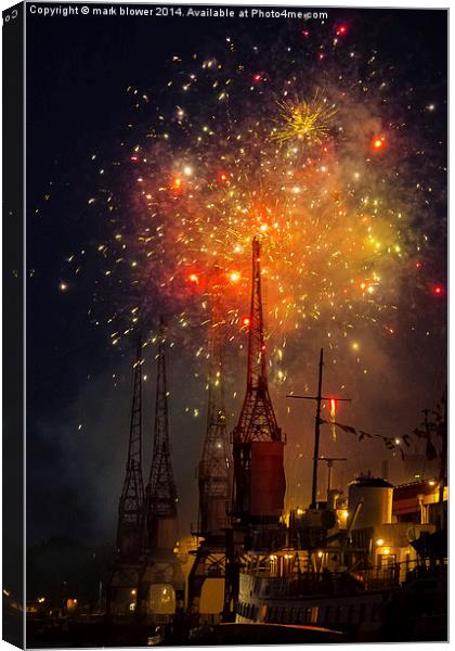 Bristol Harbour Festival Fireworks Canvas Print by mark blower