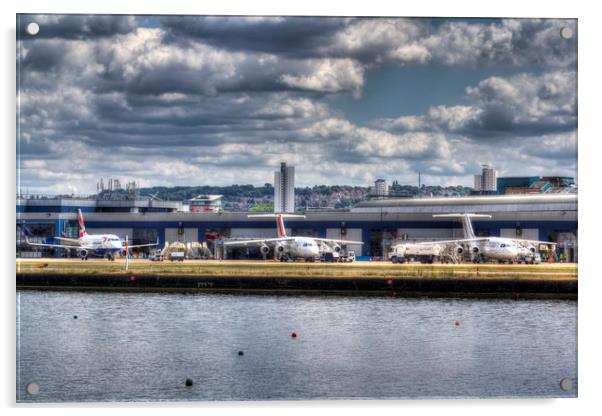    London City Airport view Acrylic by David Pyatt
