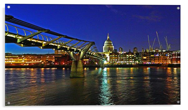 St Paul's & Millenium Bridge - V2 Acrylic by Paul Piciu-Horvat
