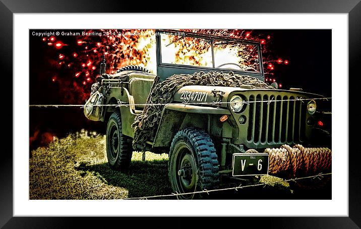  WW2 Jeep Framed Mounted Print by Graham Beerling