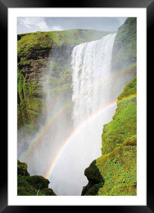  Skogafoss waterfall Iceland Europe Framed Mounted Print by Matthias Hauser