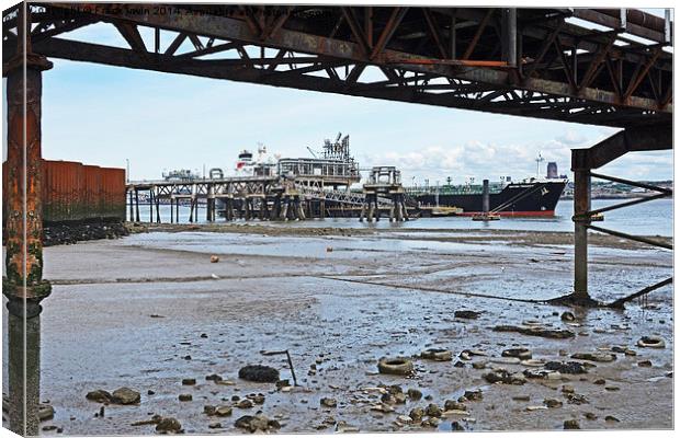 The River Mersey’s Tranmere Oil Terminal Canvas Print by Frank Irwin
