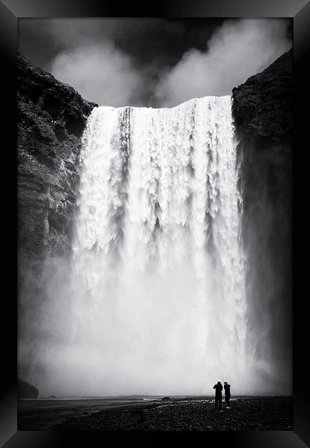  Waterfall Skogafoss Iceland black and white Framed Print by Matthias Hauser
