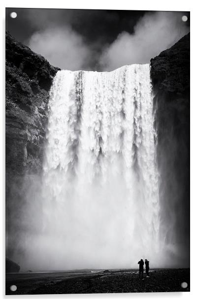  Waterfall Skogafoss Iceland black and white Acrylic by Matthias Hauser