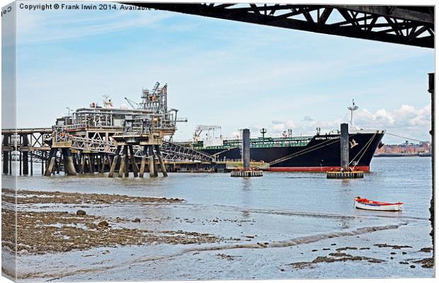 The River Mersey’s Tranmere Oil Terminal Canvas Print by Frank Irwin