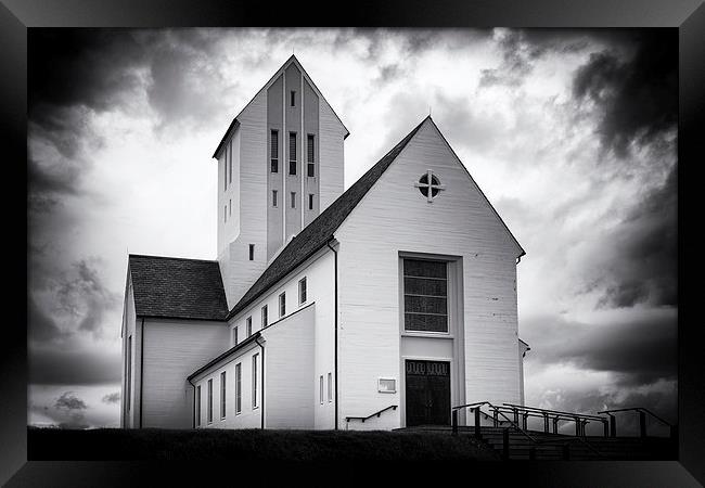 Skalholt church Iceland black and white Framed Print by Matthias Hauser