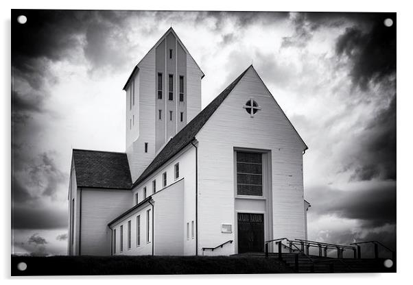  Skalholt church Iceland black and white Acrylic by Matthias Hauser
