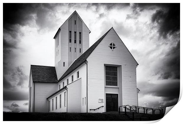  Skalholt church Iceland black and white Print by Matthias Hauser