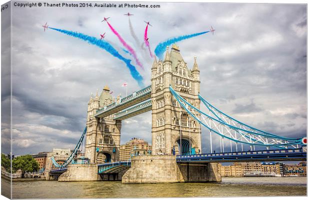  Red arrows over Tower bridge Canvas Print by Thanet Photos