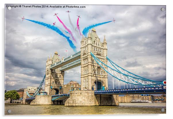  Red arrows over Tower bridge Acrylic by Thanet Photos