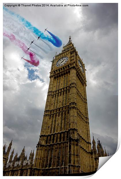  Red arrows over Big ben Print by Thanet Photos