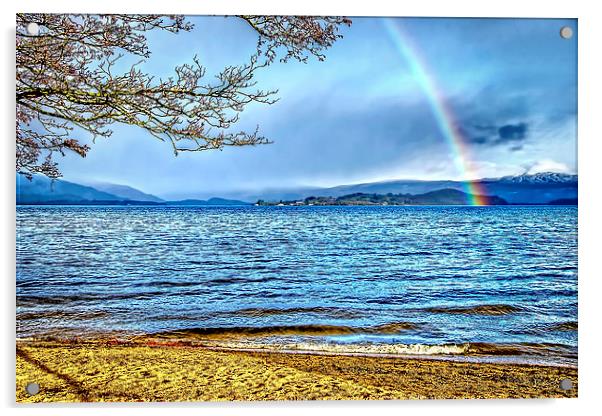  Loch Lomond Rainbow Acrylic by Valerie Paterson
