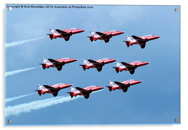 50th Anniversary Colours, The Red Arrows Acrylic by Nick Wardekker