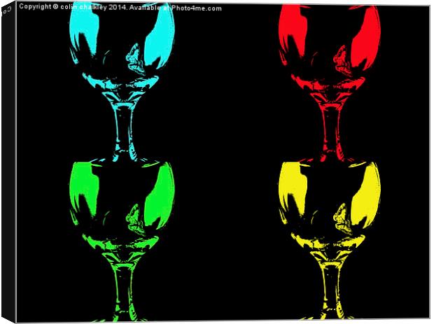  Moths on Wineglasses Popart Canvas Print by colin chalkley