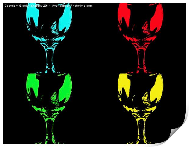  Moths on Wineglasses Popart Print by colin chalkley