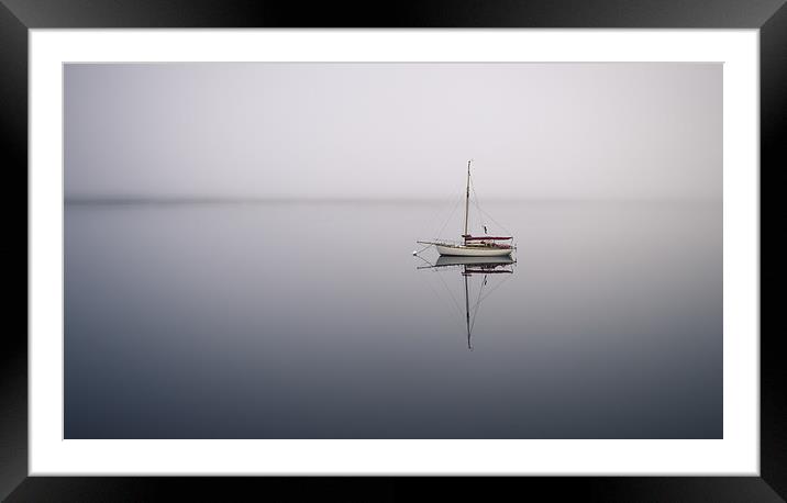  Loch Linnhe, Boat in mist Framed Mounted Print by Scott Robertson