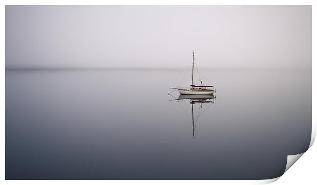  Loch Linnhe, Boat in mist Print by Scott Robertson
