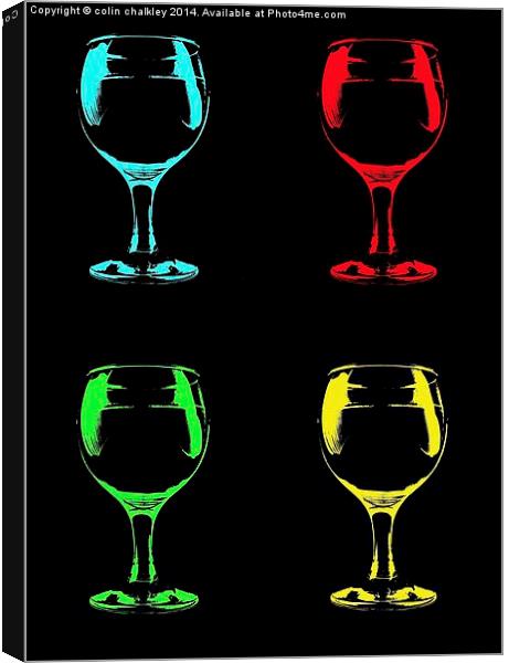  Wineglasses, Popart Style Canvas Print by colin chalkley
