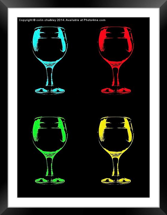  Wineglasses, Popart Style Framed Mounted Print by colin chalkley