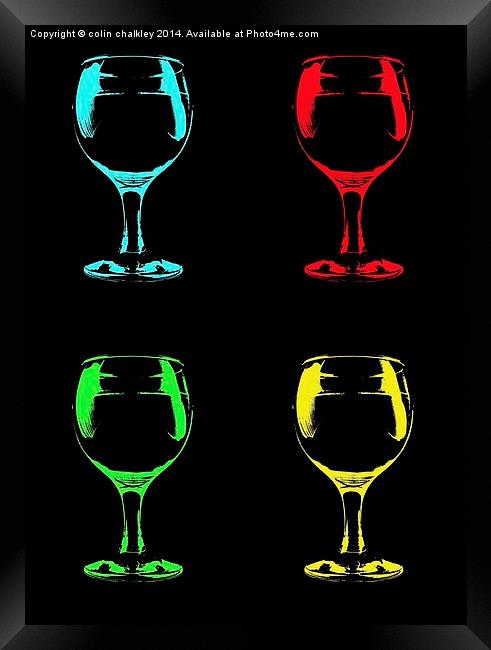  Wineglasses, Popart Style Framed Print by colin chalkley
