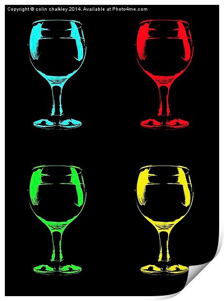  Wineglasses, Popart Style Print by colin chalkley