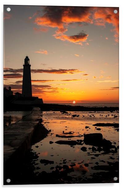  St. Mary's Lighthouse Sunrise Acrylic by Alex Murray