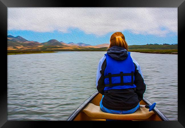 Woman in a Canoe Framed Print by Levi Henley