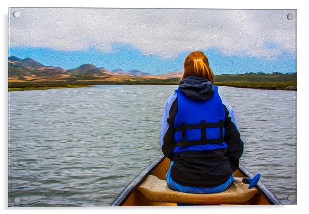 Woman in a Canoe Acrylic by Levi Henley