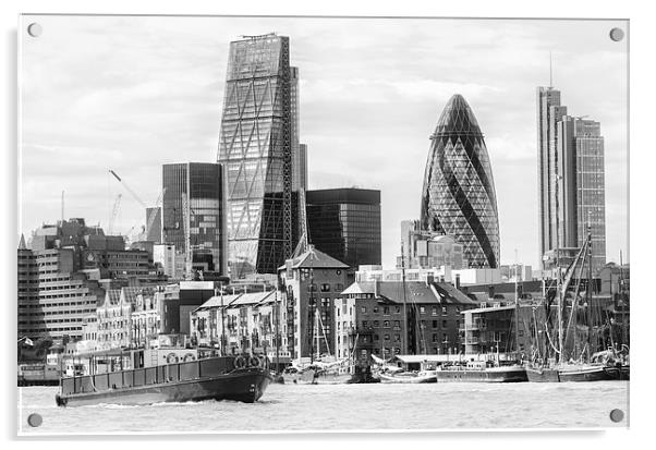  The City Of London In Black And White Acrylic by LensLight Traveler