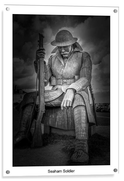  seaham harbour soldier Acrylic by Jim Doneathy