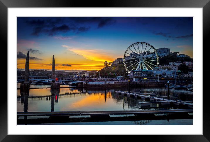 Marina Sunset, Torquay, England, UK Framed Mounted Print by Mark Llewellyn