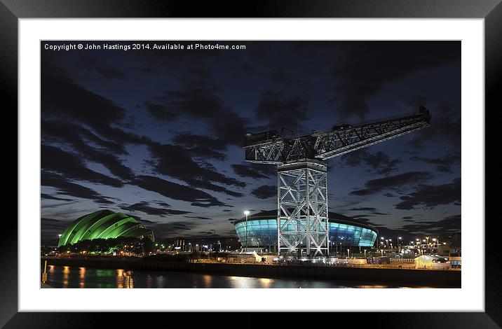 Illuminated Glasgow Landmarks Framed Mounted Print by John Hastings