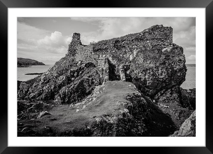 The wonderfully isolated Dunscaith Castle on Skye Framed Mounted Print by Stephen Maher
