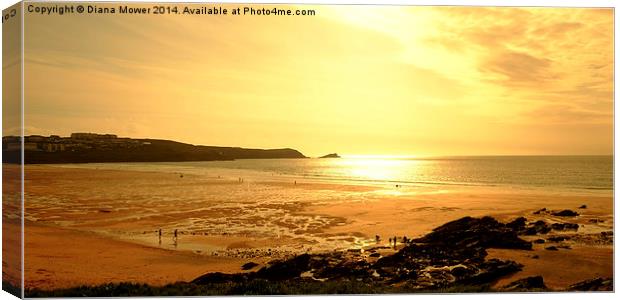  Fistral Beach Sunset   Canvas Print by Diana Mower