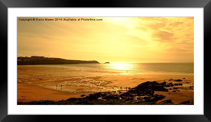  Fistral Beach Sunset   Framed Mounted Print by Diana Mower