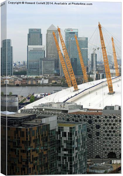 O2 and Docklands Canvas Print by Howard Corlett