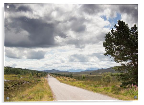  Clouds above remote Highland Road Acrylic by Derek Corner