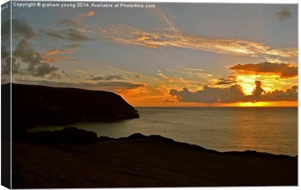 Woody Bay Sunset  Canvas Print by graham young