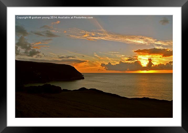Woody Bay Sunset  Framed Mounted Print by graham young