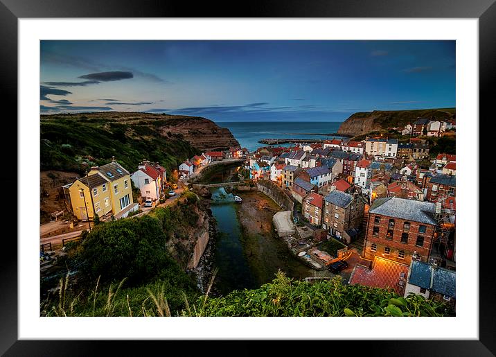  Staithes at Dusk Framed Mounted Print by Dave Hudspeth Landscape Photography
