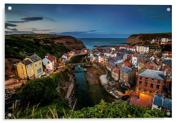  Staithes at Dusk Acrylic by Dave Hudspeth Landscape Photography