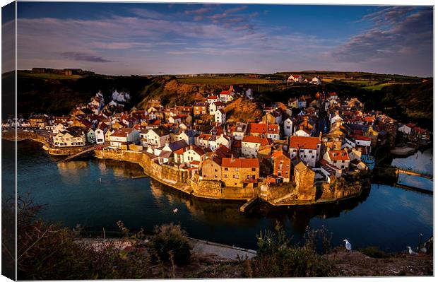  Staithes at Dawn Canvas Print by Dave Hudspeth Landscape Photography