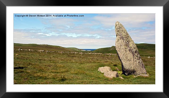 The Burragarth Stone, Unst 2  Framed Mounted Print by Steven Watson