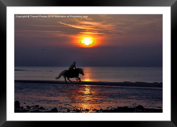  Horse on the beach at sunset Framed Mounted Print by Thanet Photos