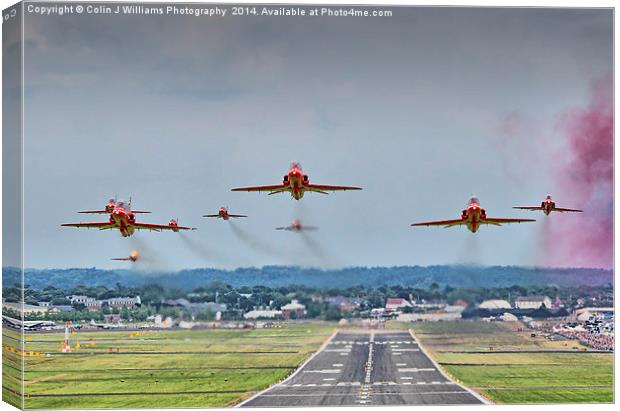  The Red Arrows Take Off - Farnborough Airshow  Canvas Print by Colin Williams Photography