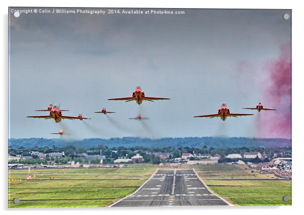  The Red Arrows Take Off - Farnborough Airshow  Acrylic by Colin Williams Photography