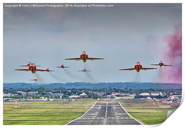  The Red Arrows Take Off - Farnborough Airshow  Print by Colin Williams Photography