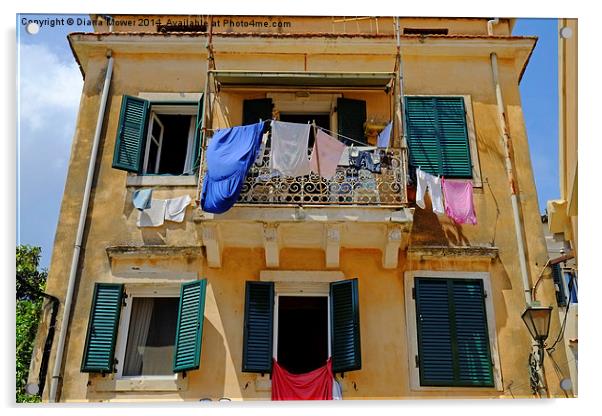  Washday Corfu Town Acrylic by Diana Mower